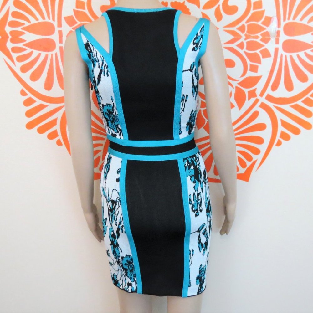 Bebe Blue & Black Body Con Mini Dress S/P - Picture 3 of 3